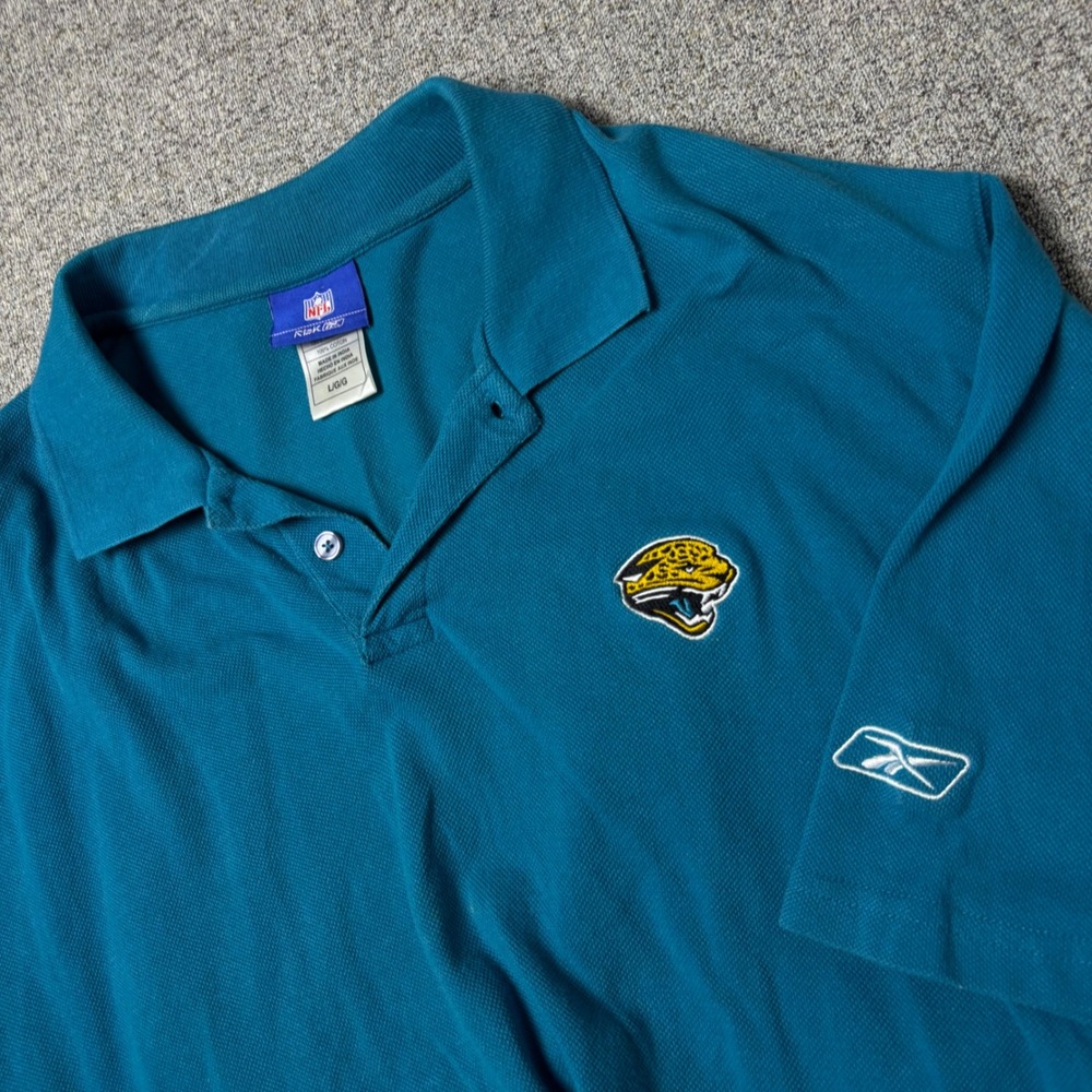 Jacksonville Jaguars Polo Mens Large Teal NFL Football Reebok Vintage
